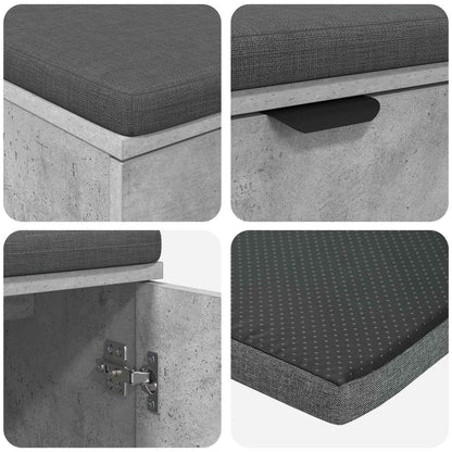 Halbank met kussen met opslag Beton Grijs 80 x 38 x 46 cm