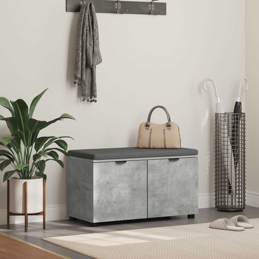 Halbank met kussen met opslag Beton Grijs 80 x 38 x 46 cm