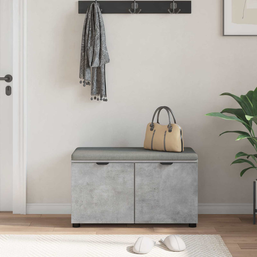 Halbank met kussen met opslag Beton Grijs 80 x 38 x 46 cm