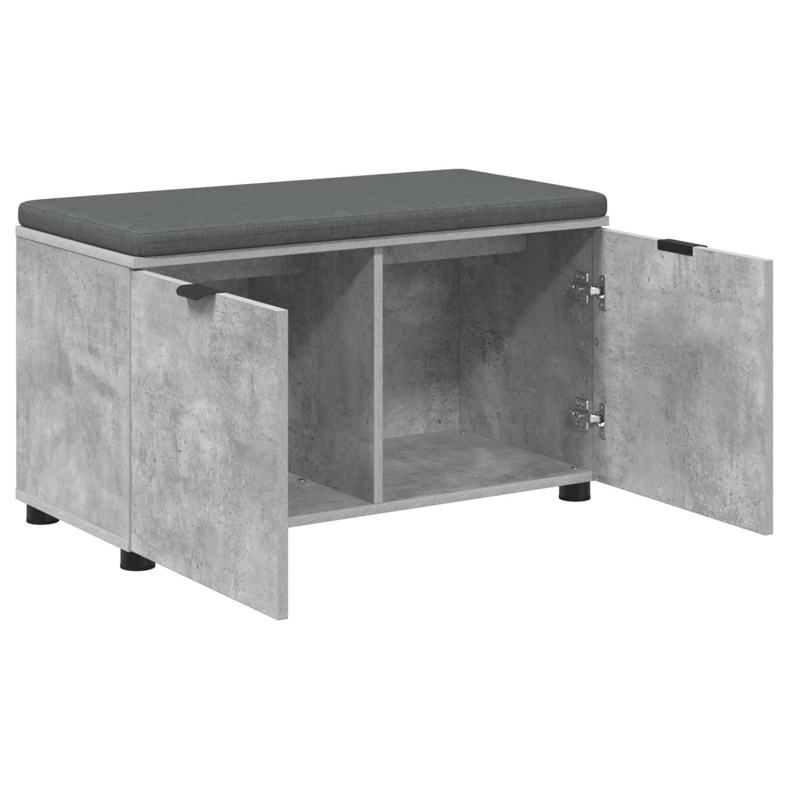 Halbank met kussen met opslag Beton Grijs 80 x 38 x 46 cm