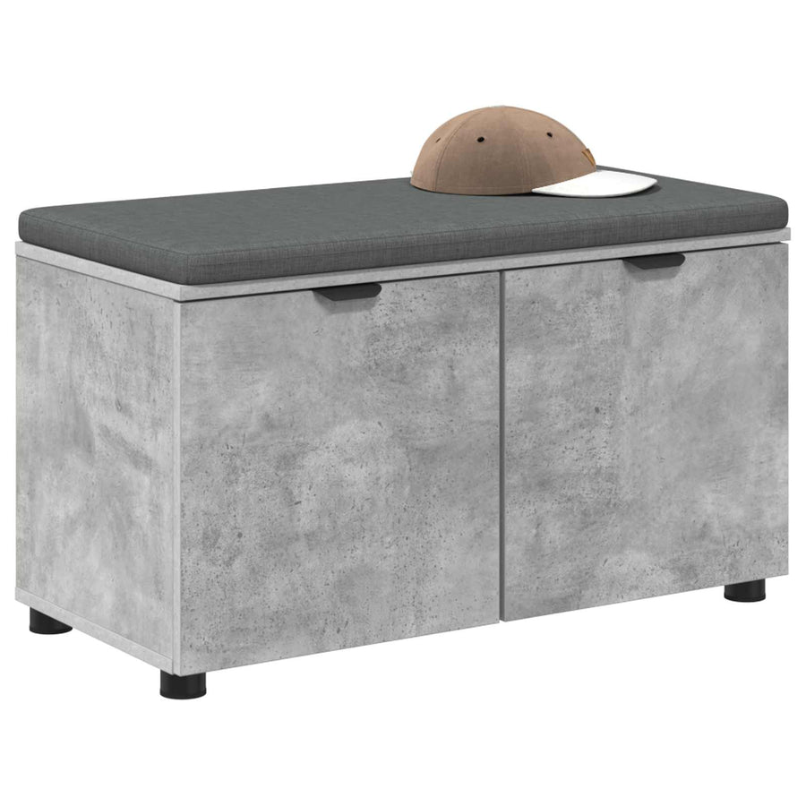 Halbank met kussen met opslag Beton Grijs 80 x 38 x 46 cm