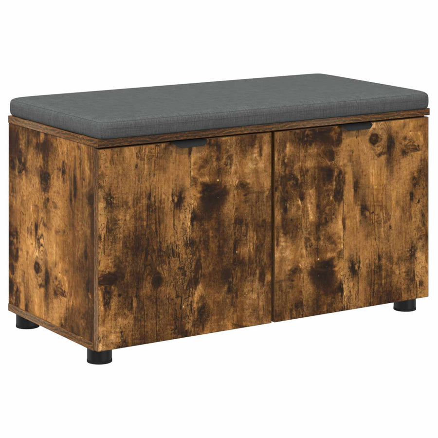 Halbank met kussen met opslag Gerookt eiken 80 x 38 x 46 cm