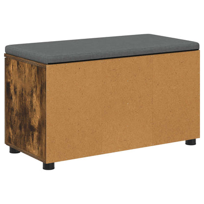 Halbank met kussen met opslag Gerookt eiken 80 x 38 x 46 cm