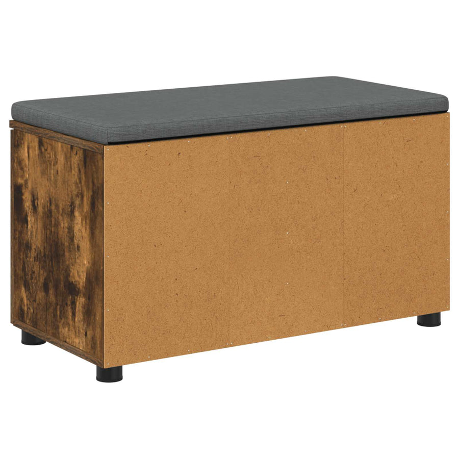 Halbank met kussen met opslag Gerookt eiken 80 x 38 x 46 cm