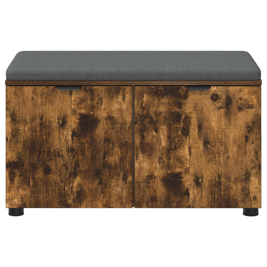 Halbank met kussen met opslag Gerookt eiken 80 x 38 x 46 cm