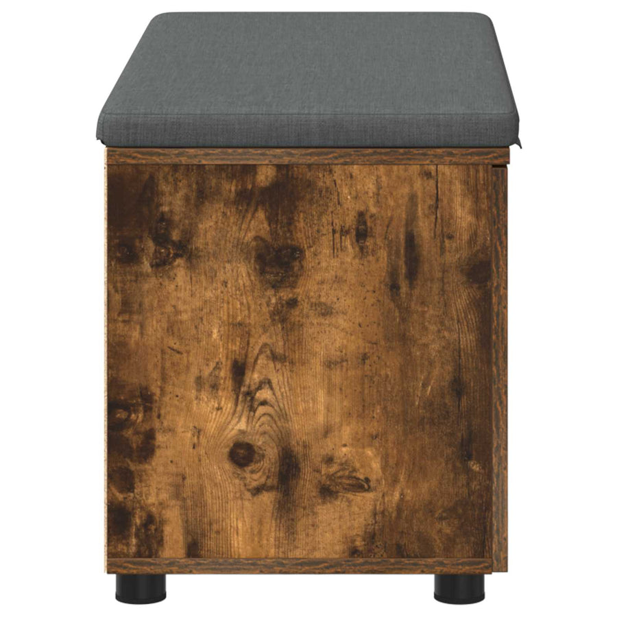 Halbank met kussen met opslag Gerookt eiken 80 x 38 x 46 cm