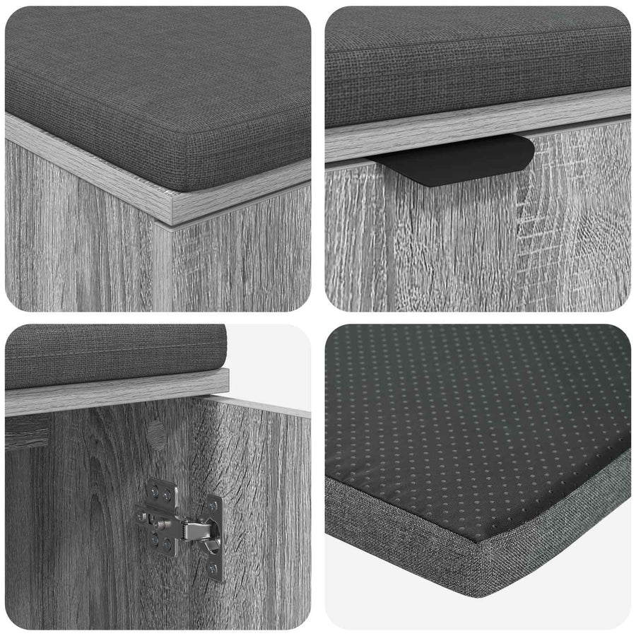 Halbank met kussen met opslag Grijs Sonoma 80 x 38 x 46 cm