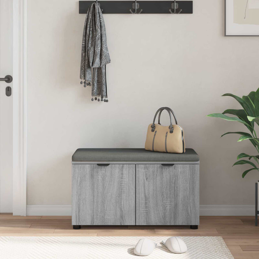 Halbank met kussen met opslag Grijs Sonoma 80 x 38 x 46 cm