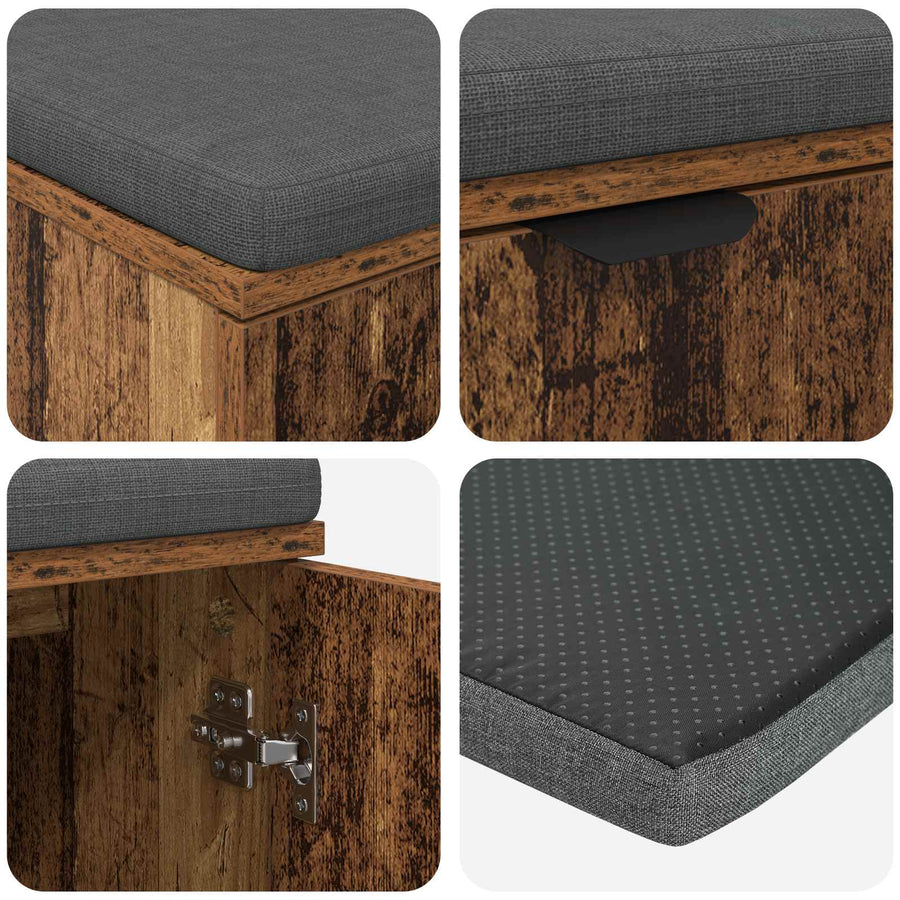 Halbank met kussen met opslag Oudhout 80 x 38 x 46 cm