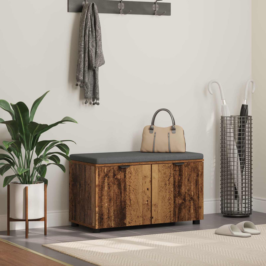 Halbank met kussen met opslag Oudhout 80 x 38 x 46 cm