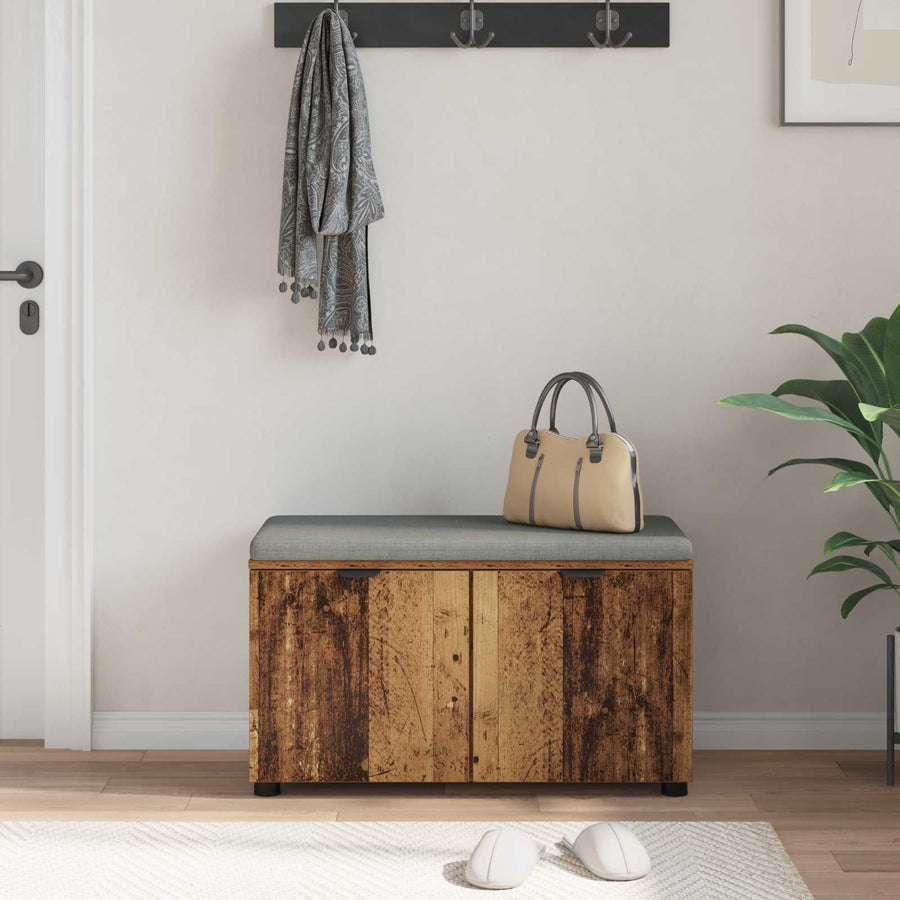 Halbank met kussen met opslag Oudhout 80 x 38 x 46 cm