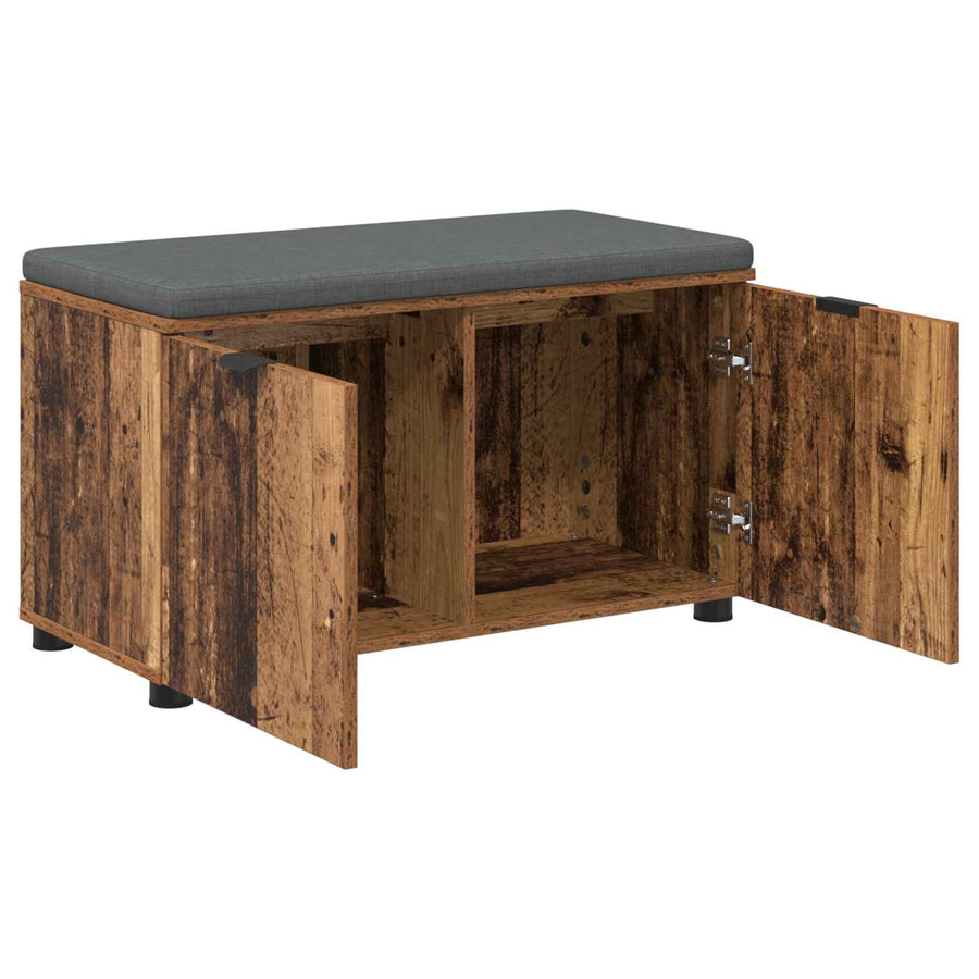 Halbank met kussen met opslag Oudhout 80 x 38 x 46 cm