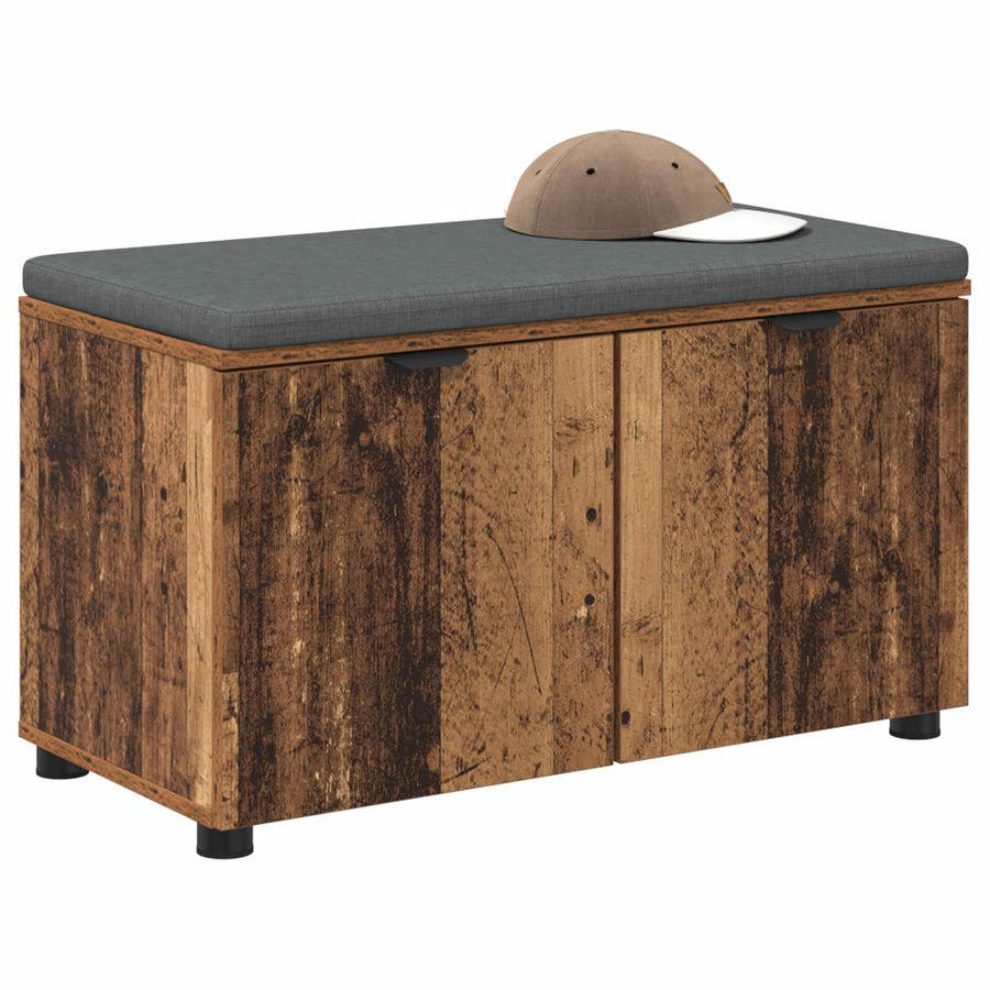 Halbank met kussen met opslag Oudhout 80 x 38 x 46 cm