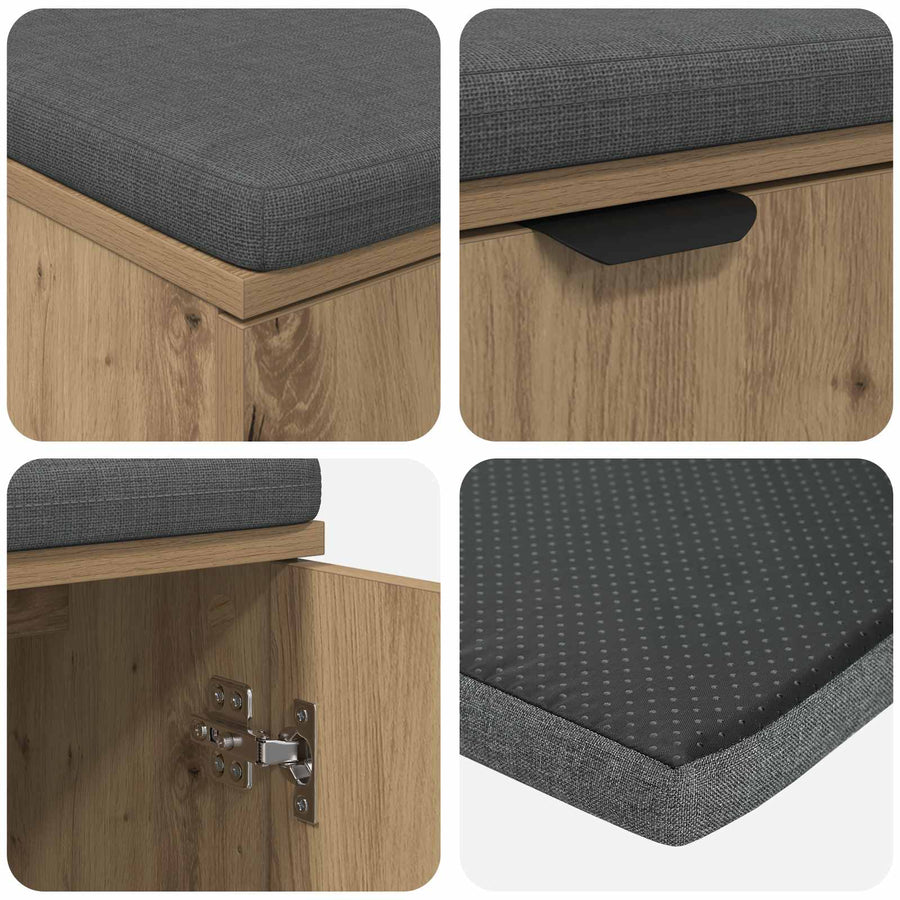 Halbank met kussen met plank Artisan Eik 80 x 38 x 46 cm