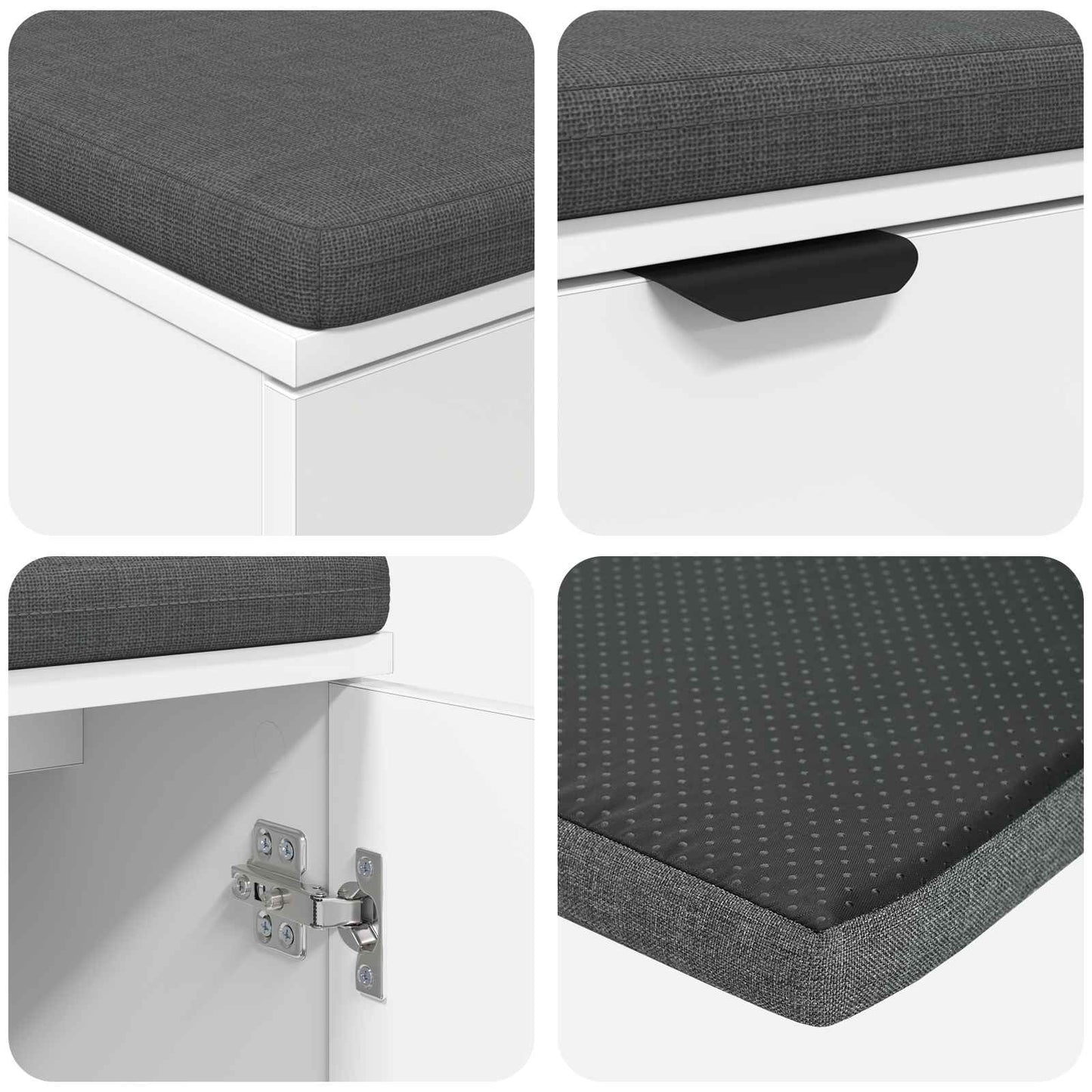 Halbank met kussen met opslag met de deur Wit 100 x 38 x 46 cm