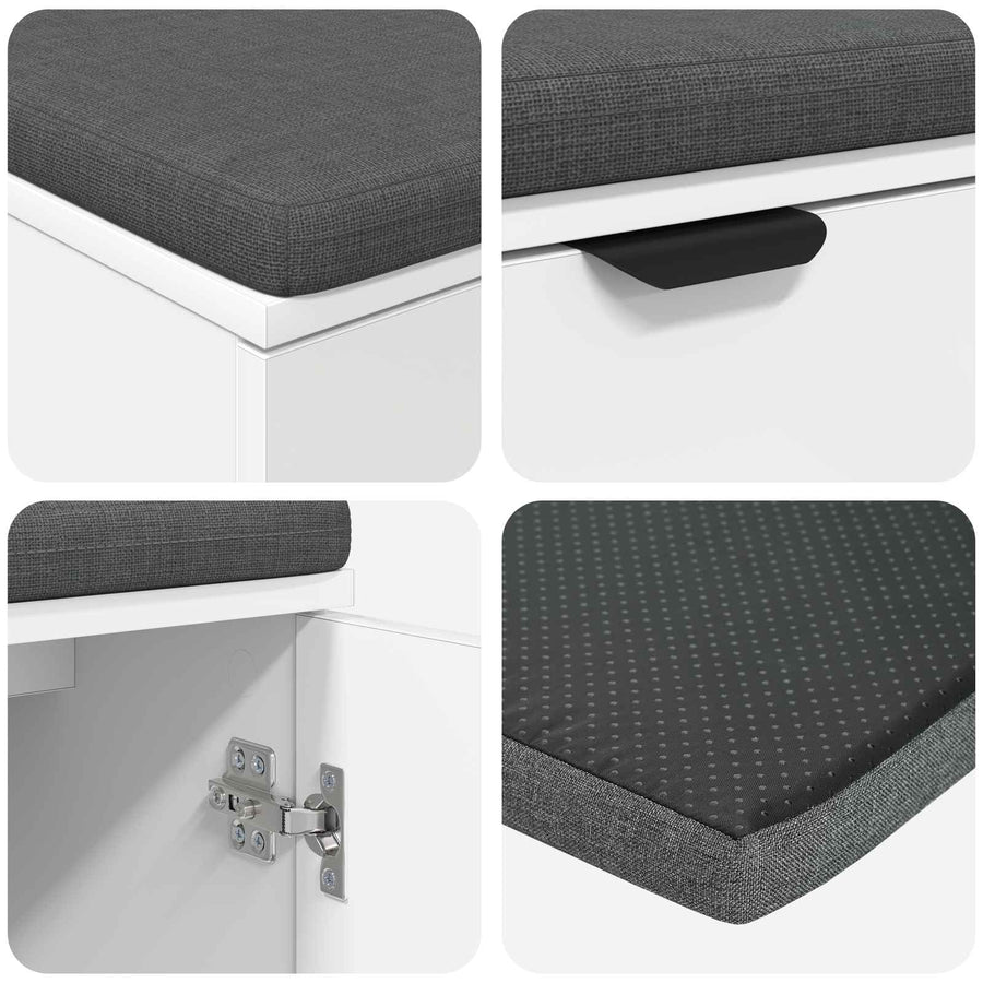 Halbank met kussen met opslag met de deur Wit 100 x 38 x 46 cm