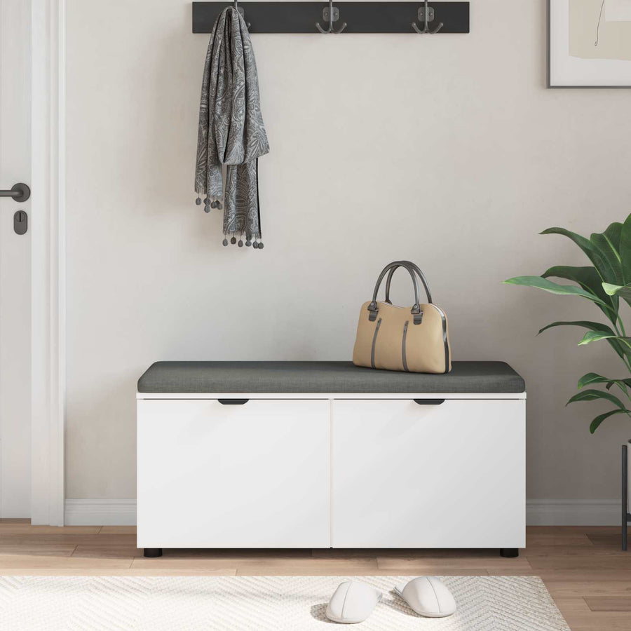 Halbank met kussen met opslag met de deur Wit 100 x 38 x 46 cm