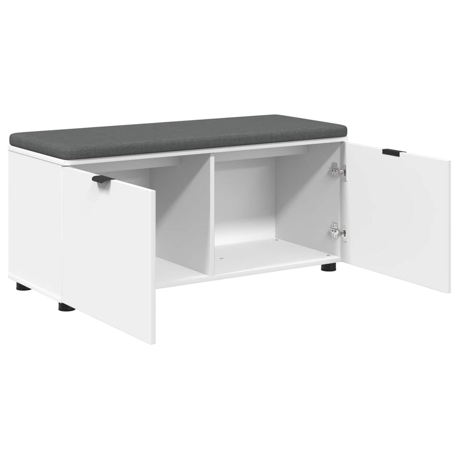 Halbank met kussen met opslag met de deur Wit 100 x 38 x 46 cm