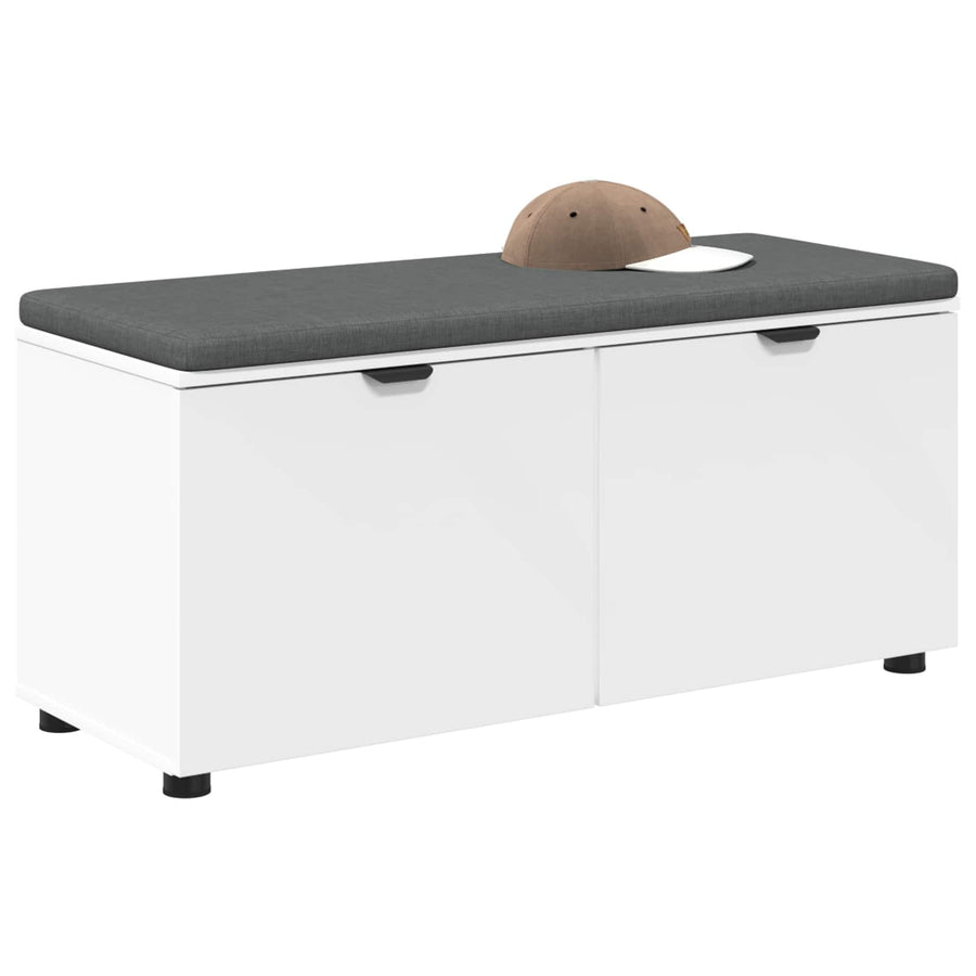 Halbank met kussen met opslag met de deur Wit 100 x 38 x 46 cm