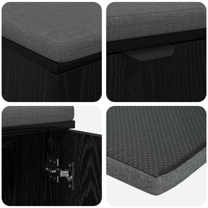 Halbank met kussen met opslag Zwart Eiken 100 x 38 x 46 cm