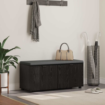 Halbank met kussen met opslag Zwart Eiken 100 x 38 x 46 cm