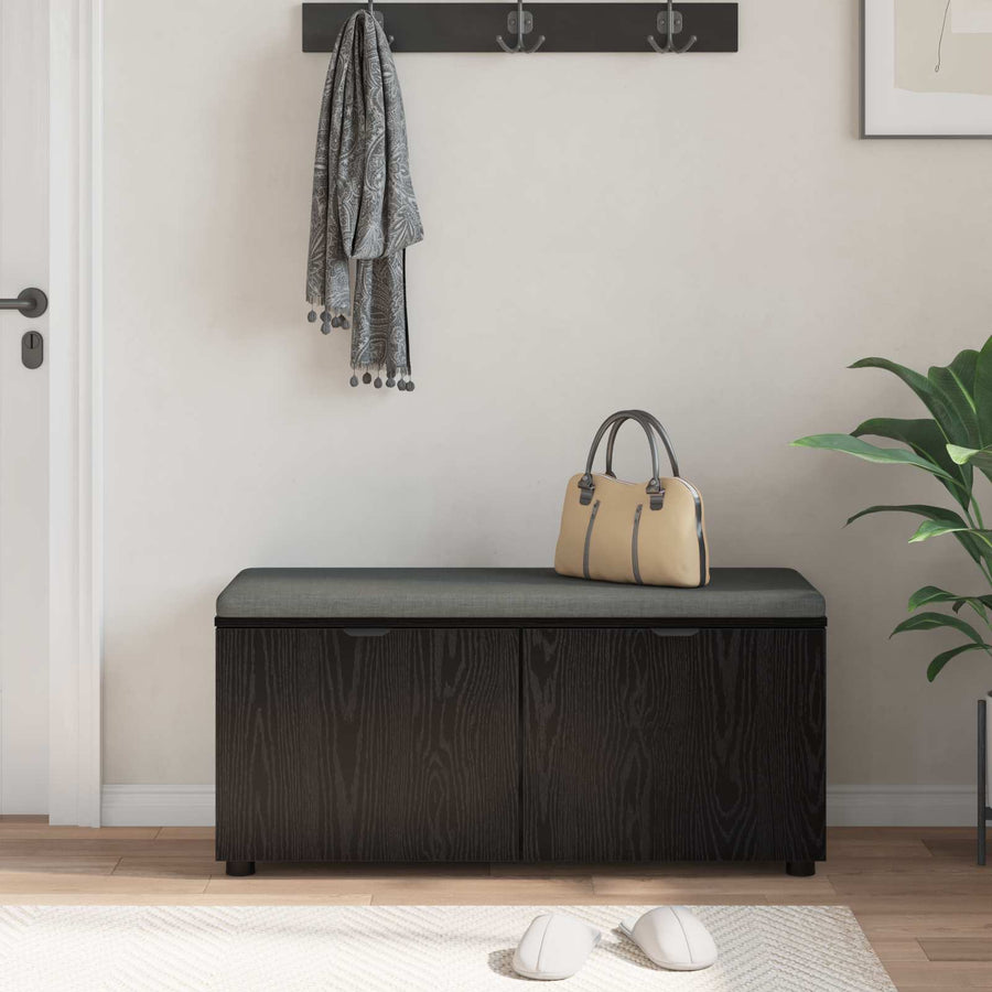 Halbank met kussen met opslag Zwart Eiken 100 x 38 x 46 cm