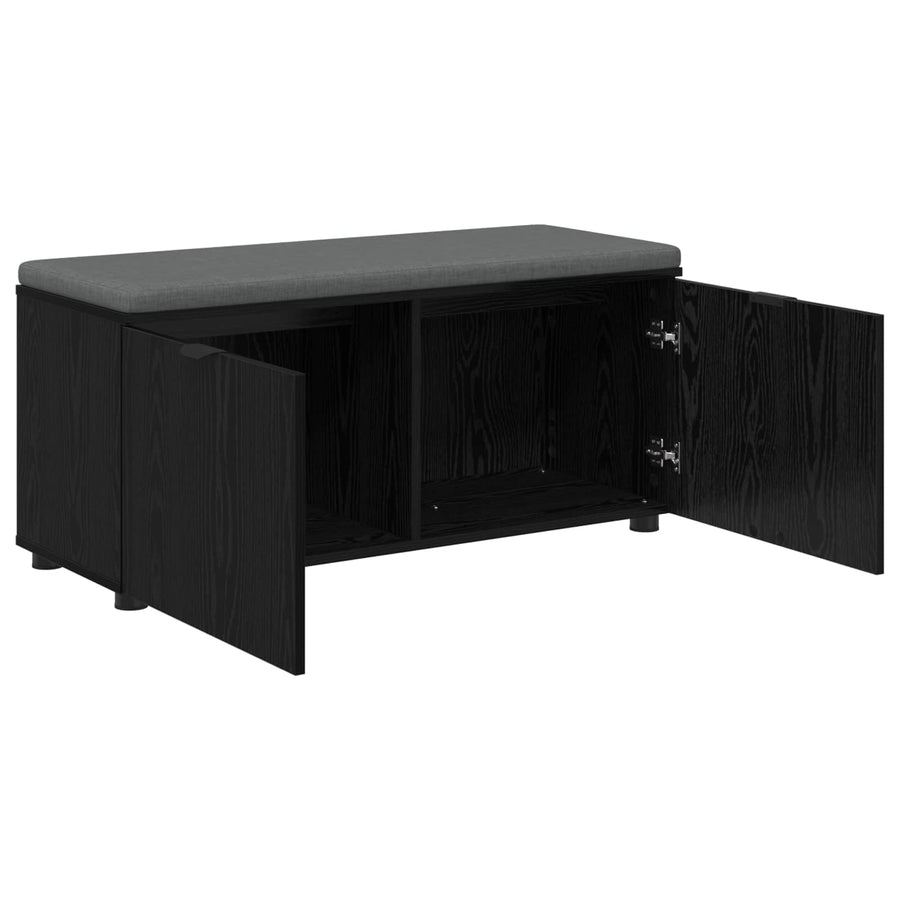 Halbank met kussen met opslag Zwart Eiken 100 x 38 x 46 cm