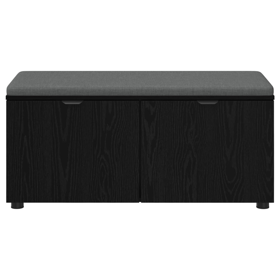 Halbank met kussen met opslag Zwart Eiken 100 x 38 x 46 cm