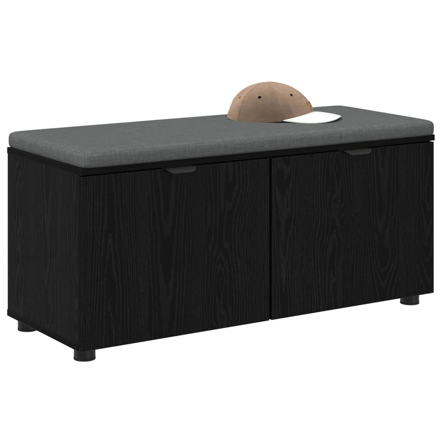 Halbank met kussen met opslag Zwart Eiken 100 x 38 x 46 cm