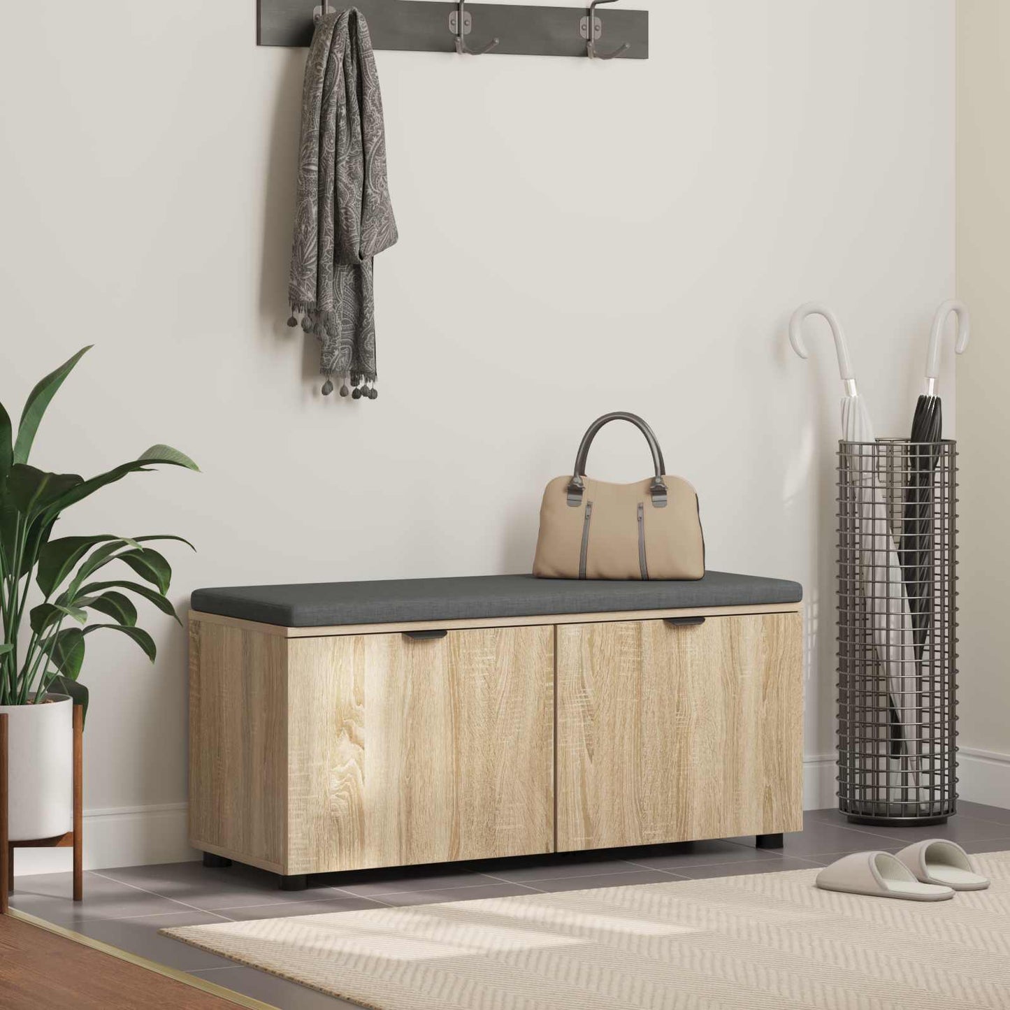 Halbank met kussen met plank Sonoma Eiken 100 x 38 x 46 cm