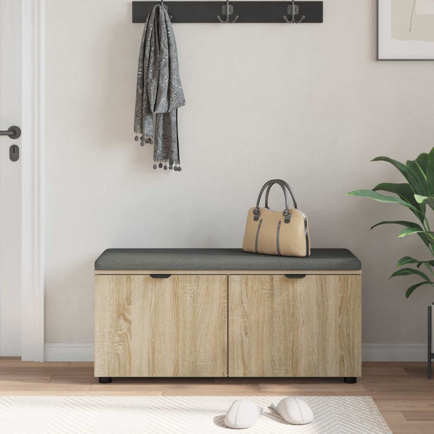 Halbank met kussen met plank Sonoma Eiken 100 x 38 x 46 cm