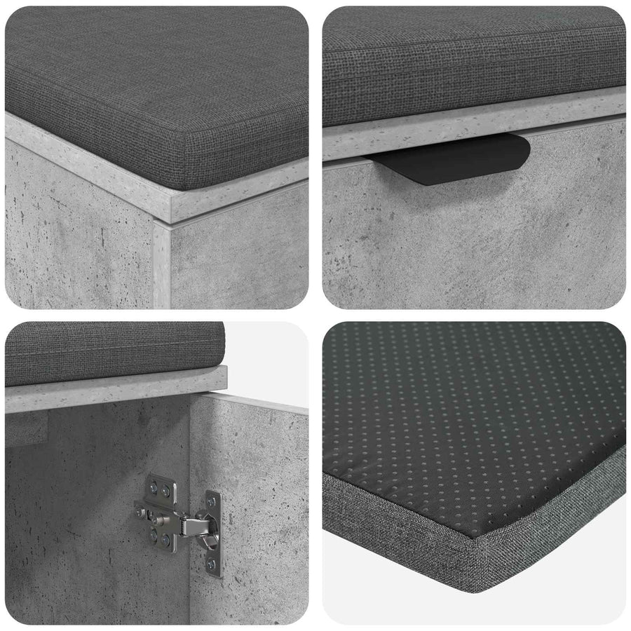 Halbank met kussen met opslag Beton Grijs 100 x 38 x 46 cm