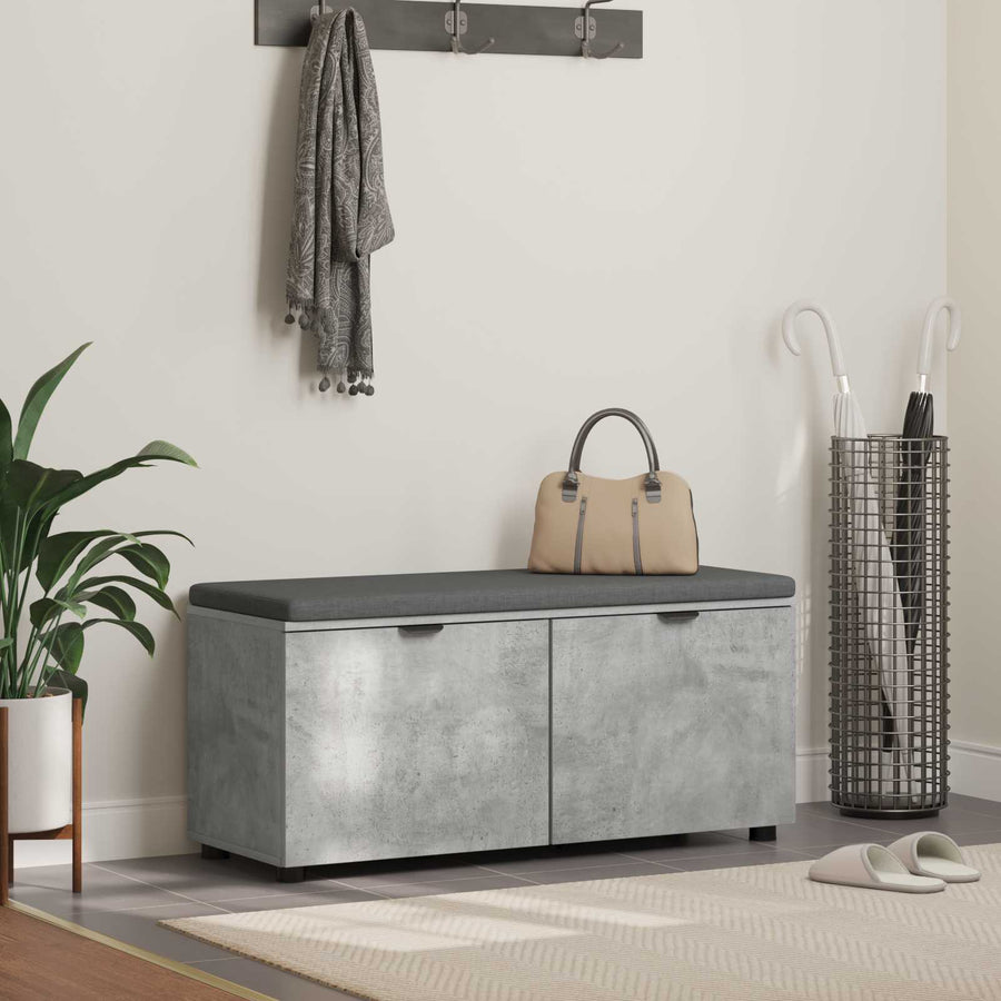 Halbank met kussen met opslag Beton Grijs 100 x 38 x 46 cm