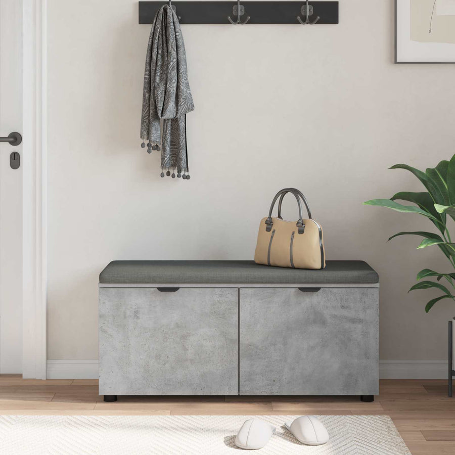 Halbank met kussen met opslag Beton Grijs 100 x 38 x 46 cm
