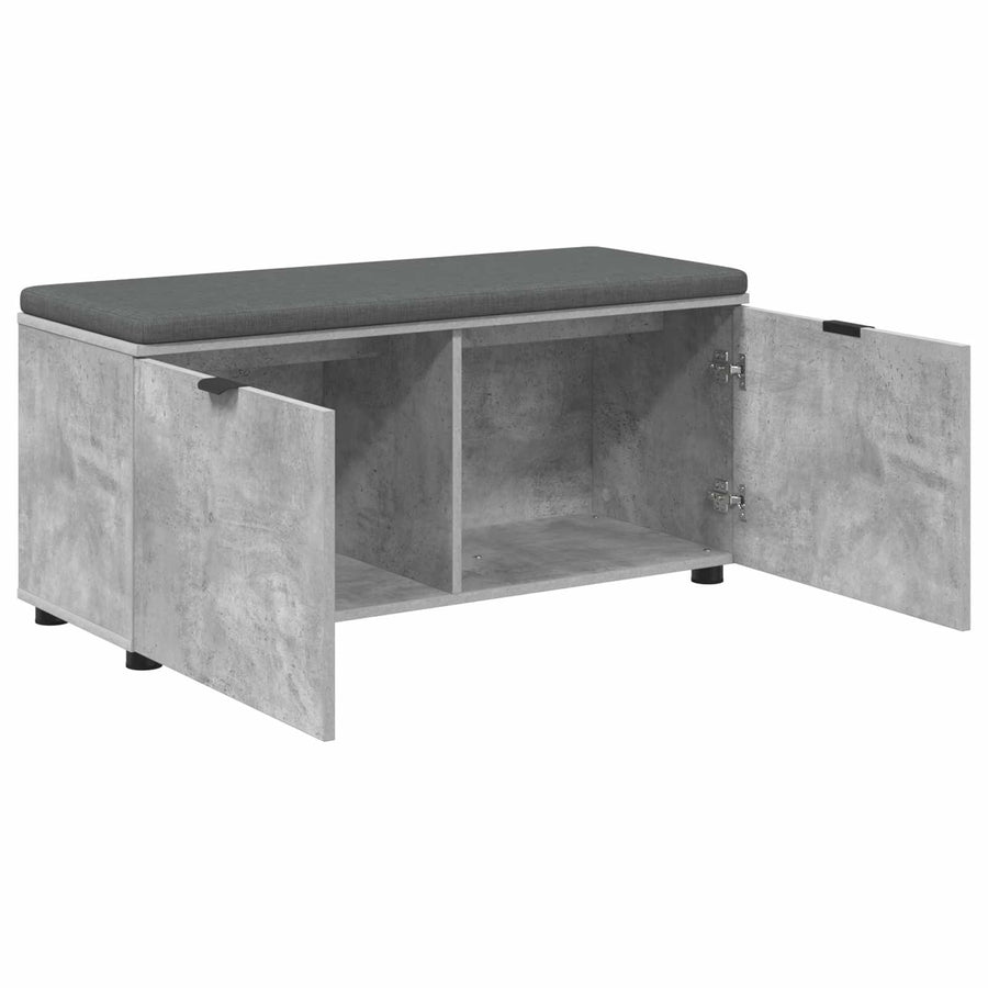 Halbank met kussen met opslag Beton Grijs 100 x 38 x 46 cm