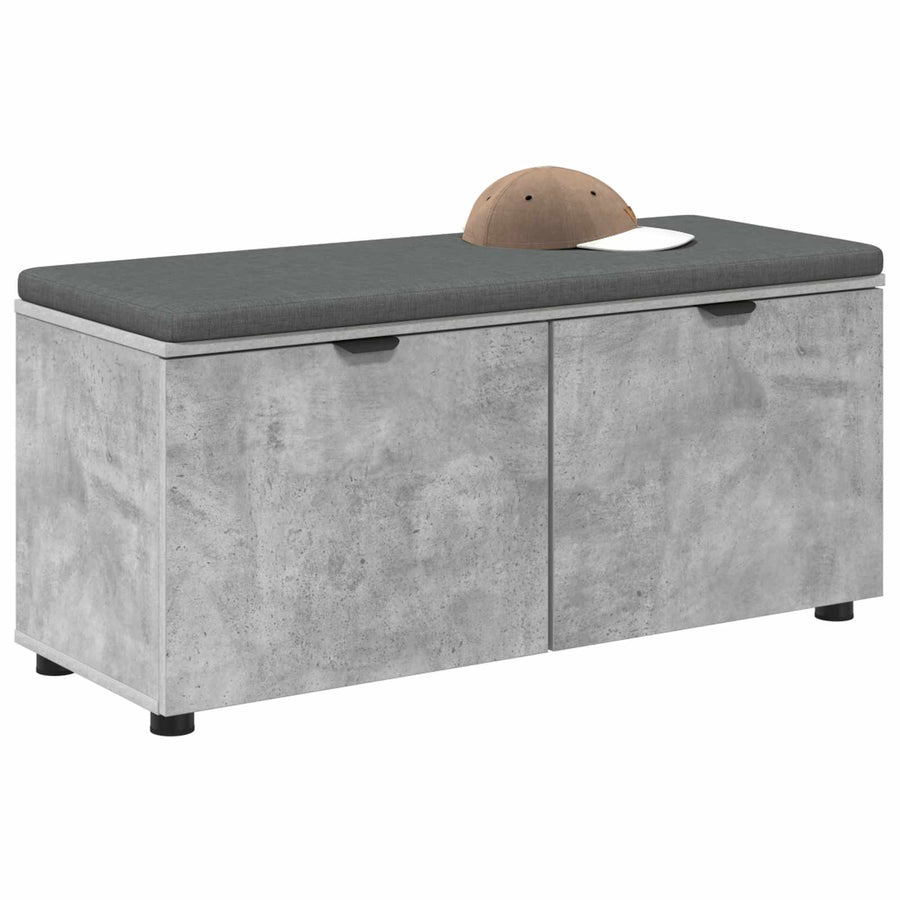 Halbank met kussen met opslag Beton Grijs 100 x 38 x 46 cm