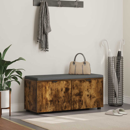Halbank met kussen met opslag Gerookt eiken 100 x 38 x 46 cm