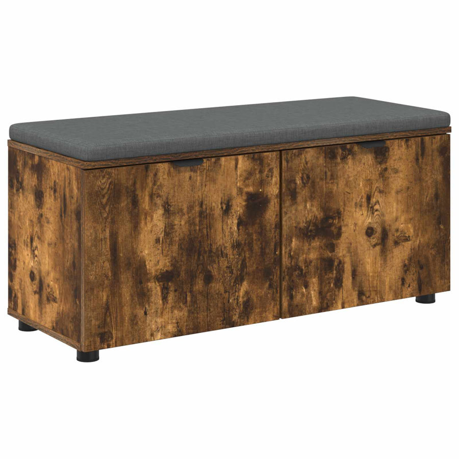 Halbank met kussen met opslag Gerookt eiken 100 x 38 x 46 cm