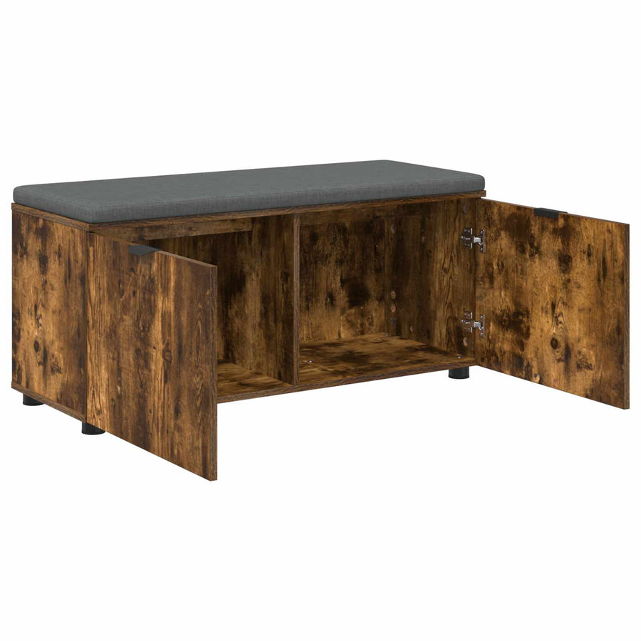 Halbank met kussen met opslag Gerookt eiken 100 x 38 x 46 cm