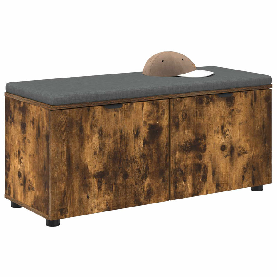 Halbank met kussen met opslag Gerookt eiken 100 x 38 x 46 cm