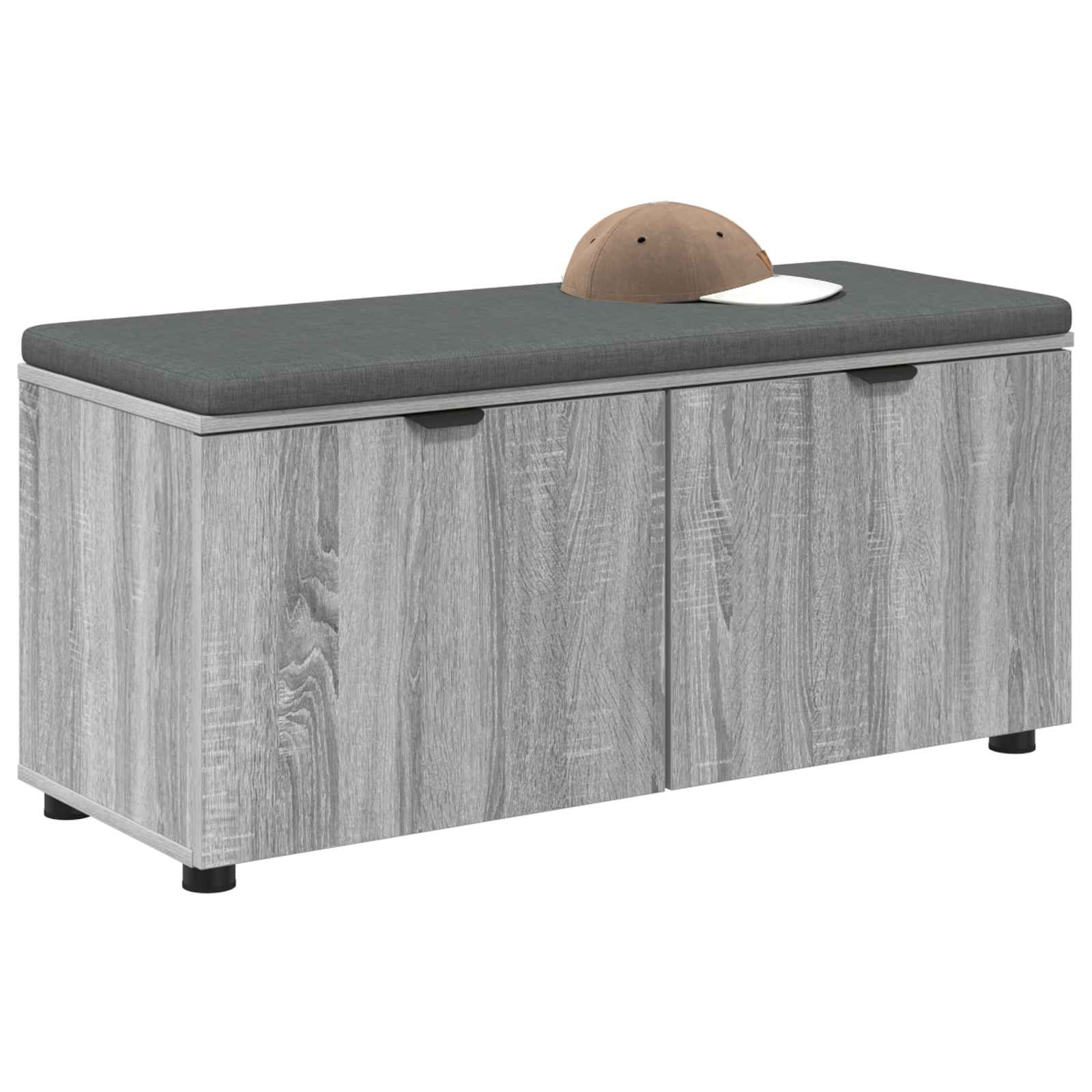 Halbank met kussen met opslag Grijs Sonoma 100 x 38 x 46 cm