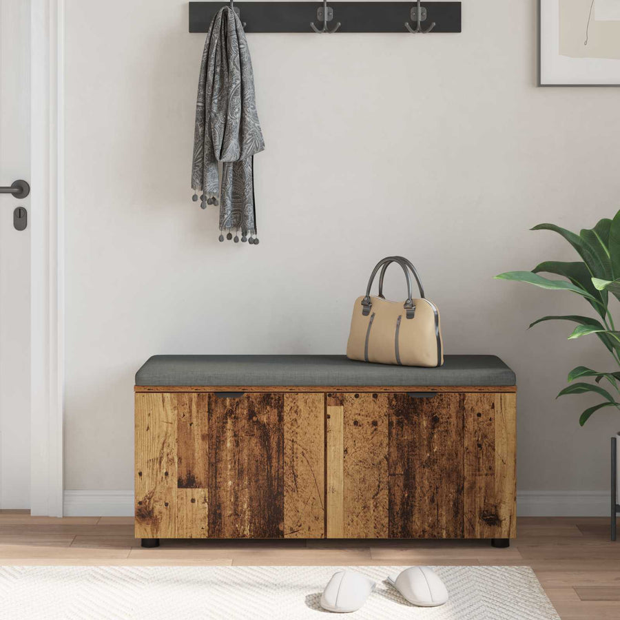 Halbank met kussen met opslag Oudhout 100 x 38 x 46 cm