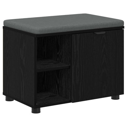 Halbank met kussen Effen Zwart Eiken 60 x 38 x 46 cm