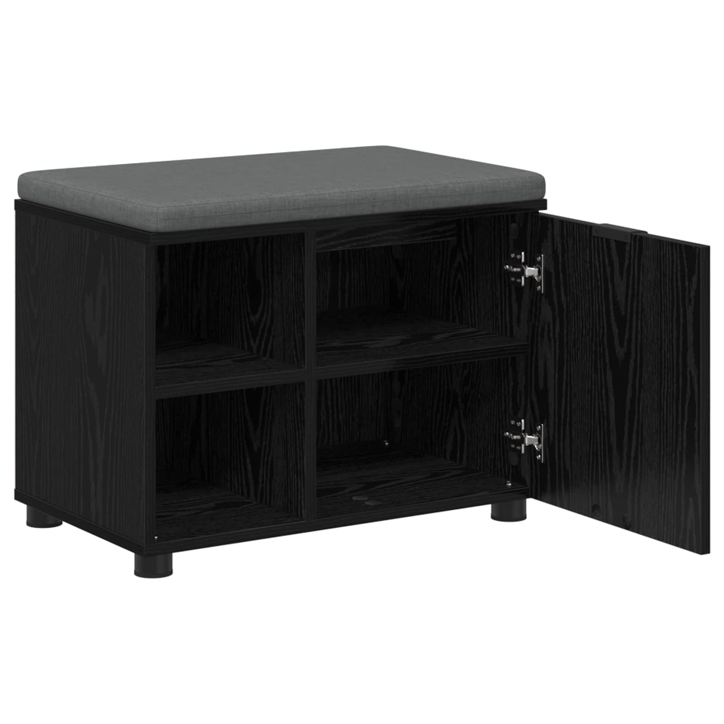 Halbank met kussen Effen Zwart Eiken 60 x 38 x 46 cm