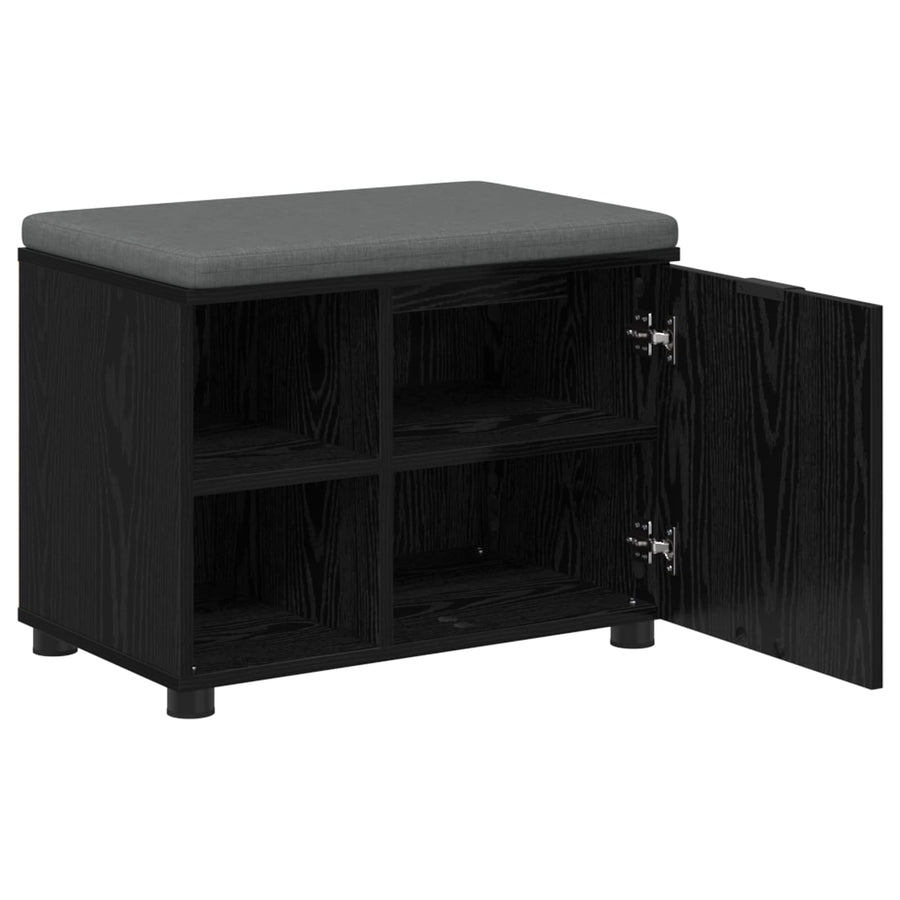 Halbank met kussen Effen Zwart Eiken 60 x 38 x 46 cm
