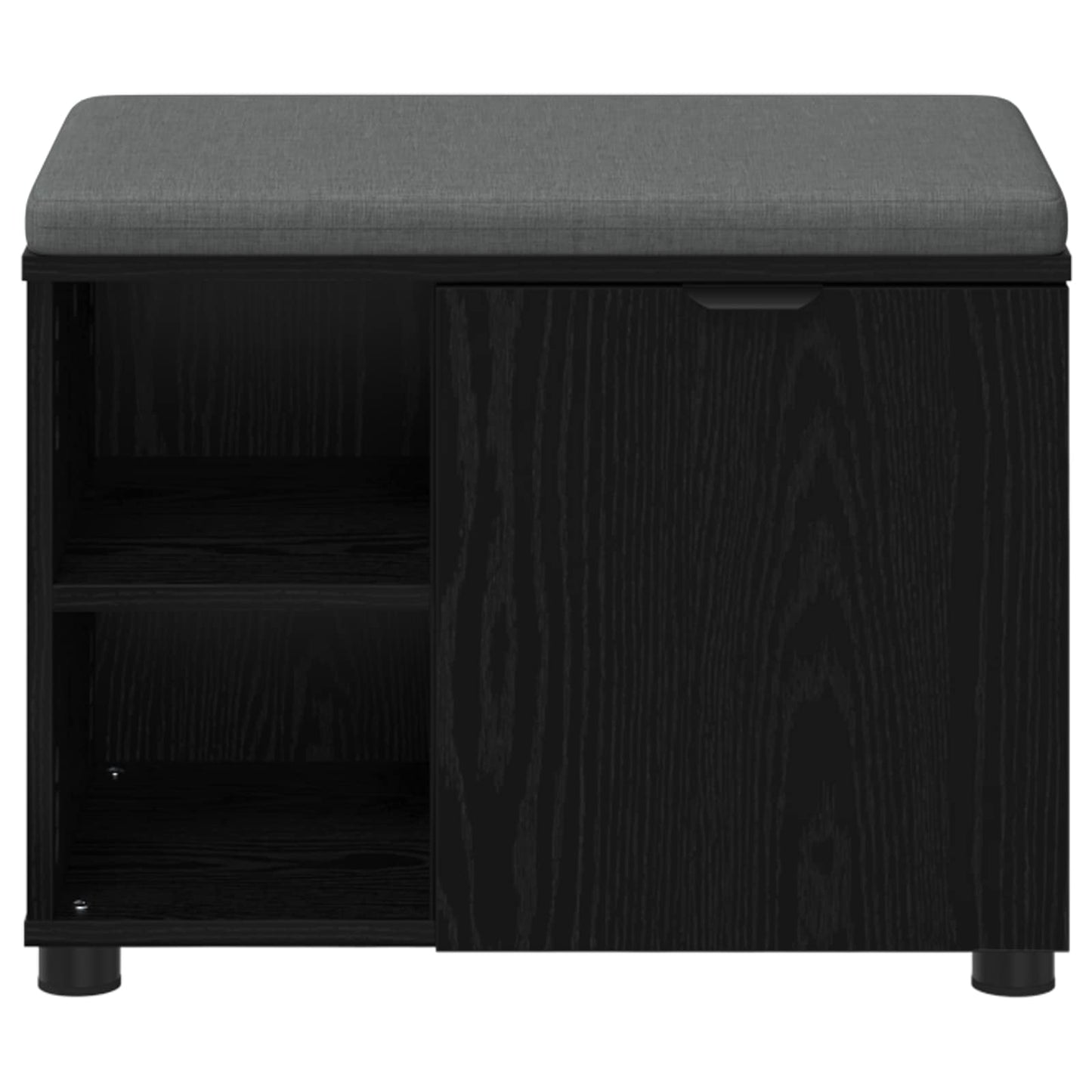 Halbank met kussen Effen Zwart Eiken 60 x 38 x 46 cm