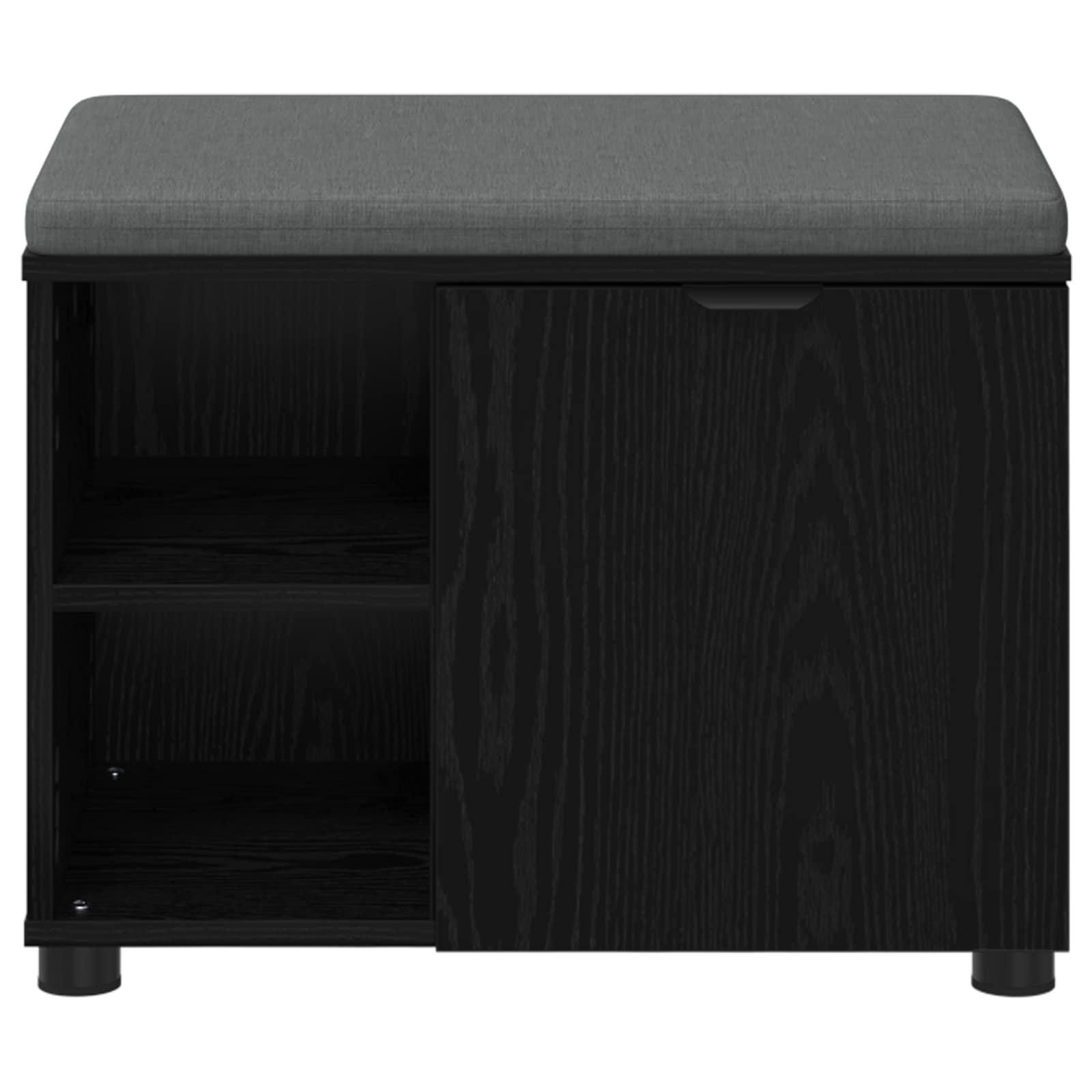 Halbank met kussen Effen Zwart Eiken 60 x 38 x 46 cm