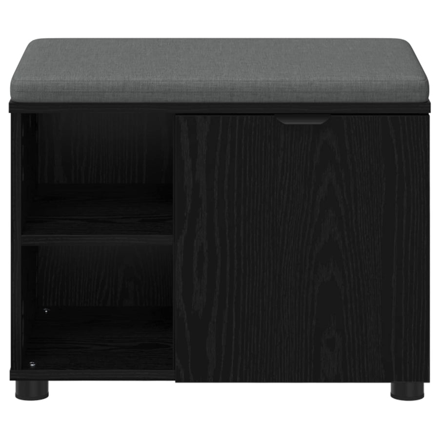 Halbank met kussen Effen Zwart Eiken 60 x 38 x 46 cm
