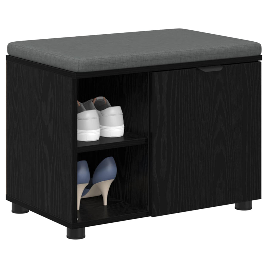 Halbank met kussen Effen Zwart Eiken 60 x 38 x 46 cm