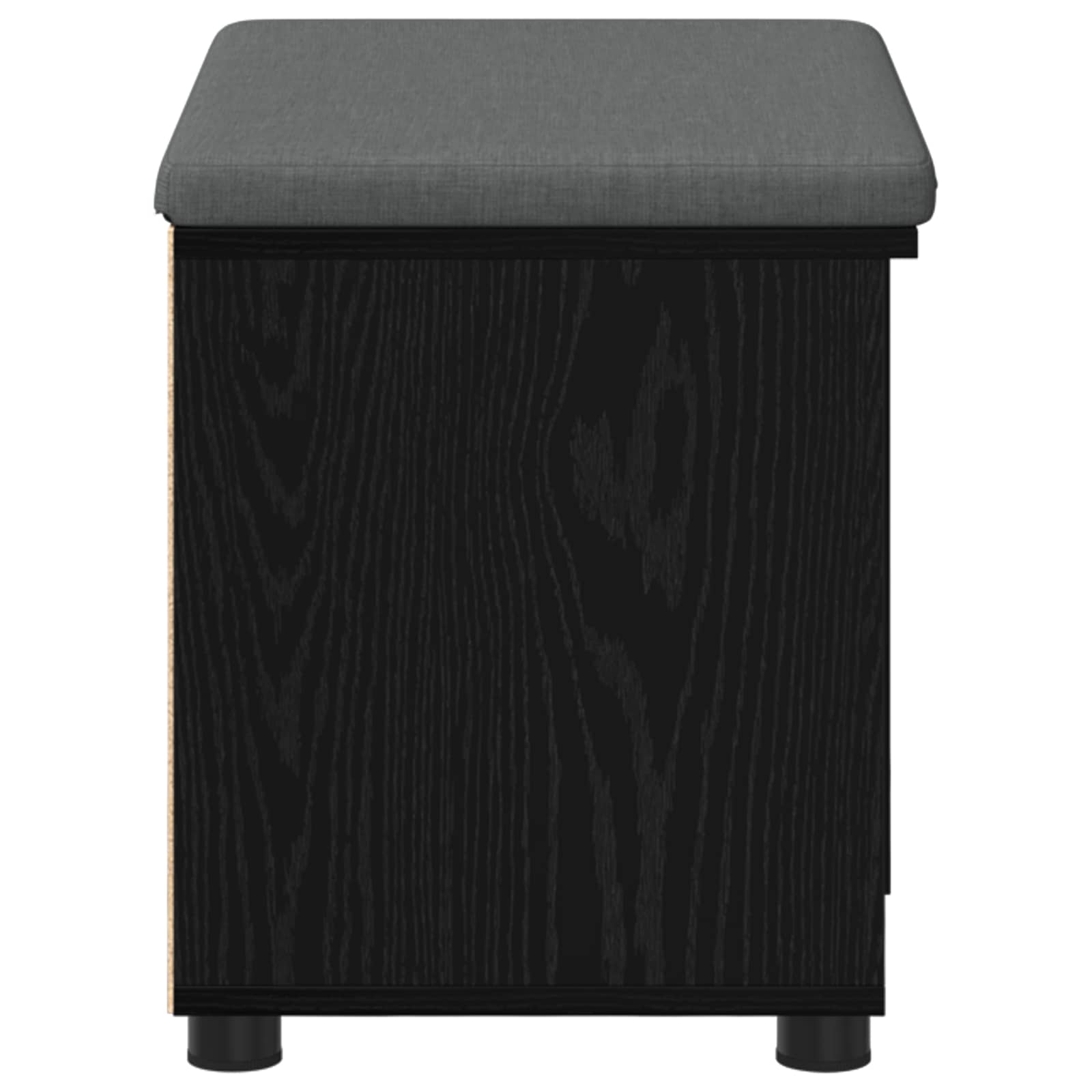 Halbank met kussen Effen Zwart Eiken 60 x 38 x 46 cm